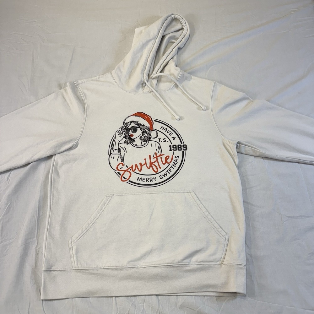 Taylor‎ Swift Merry Swiftmas White Hoodie Medium Y2K Swifty Christmas Pullover